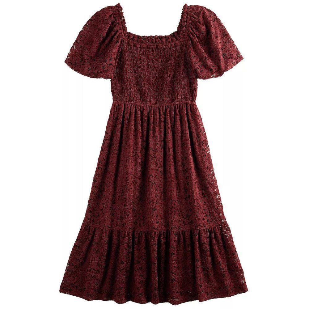 NWT LC Lauren Conrad Balloon Sleeve Smocked Midi Dress Size Extra Small